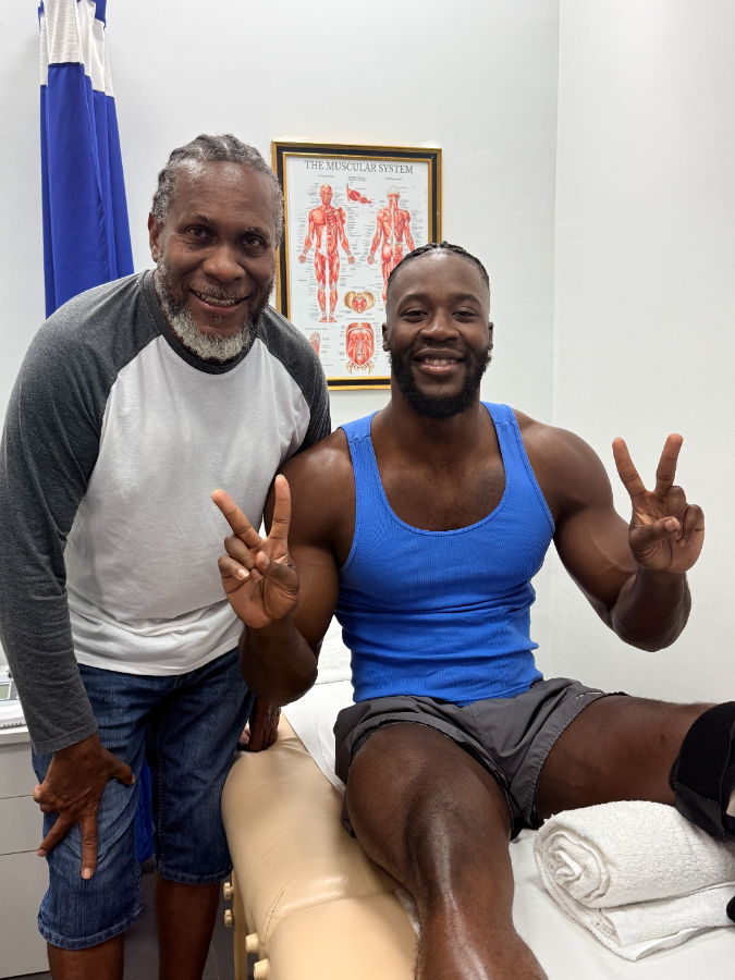 Reuben with a veteran at a local clinic