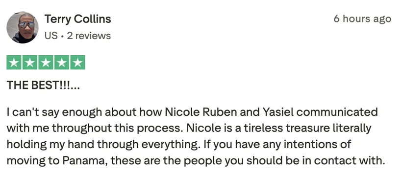 Trustpilot review by Terry Collins: THE BEST, five stars