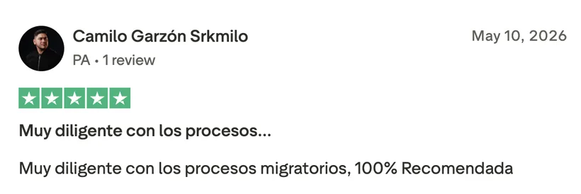 Trustpilot review by Camilo Garzón, five stars
